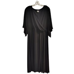 MSK Women's‎ XL Black Surplice-Neck Rhinestone Sleeve Dress